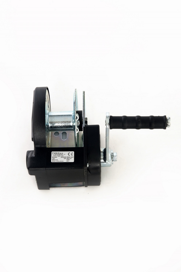 Small hand crank winch with brake